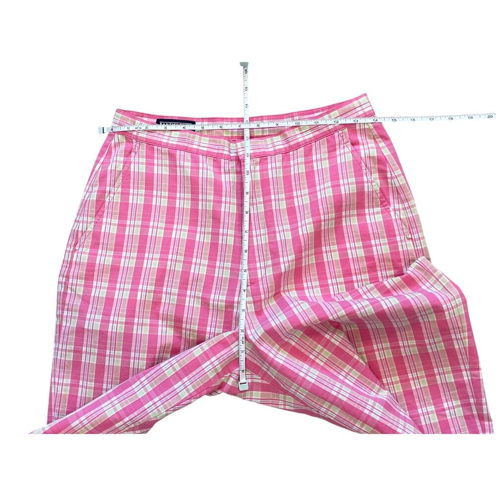 Lands' End Pink Plaid Cropped Chino Pants, High Rise, Lightweight, Cotton, 8 - Picture 10 of 13